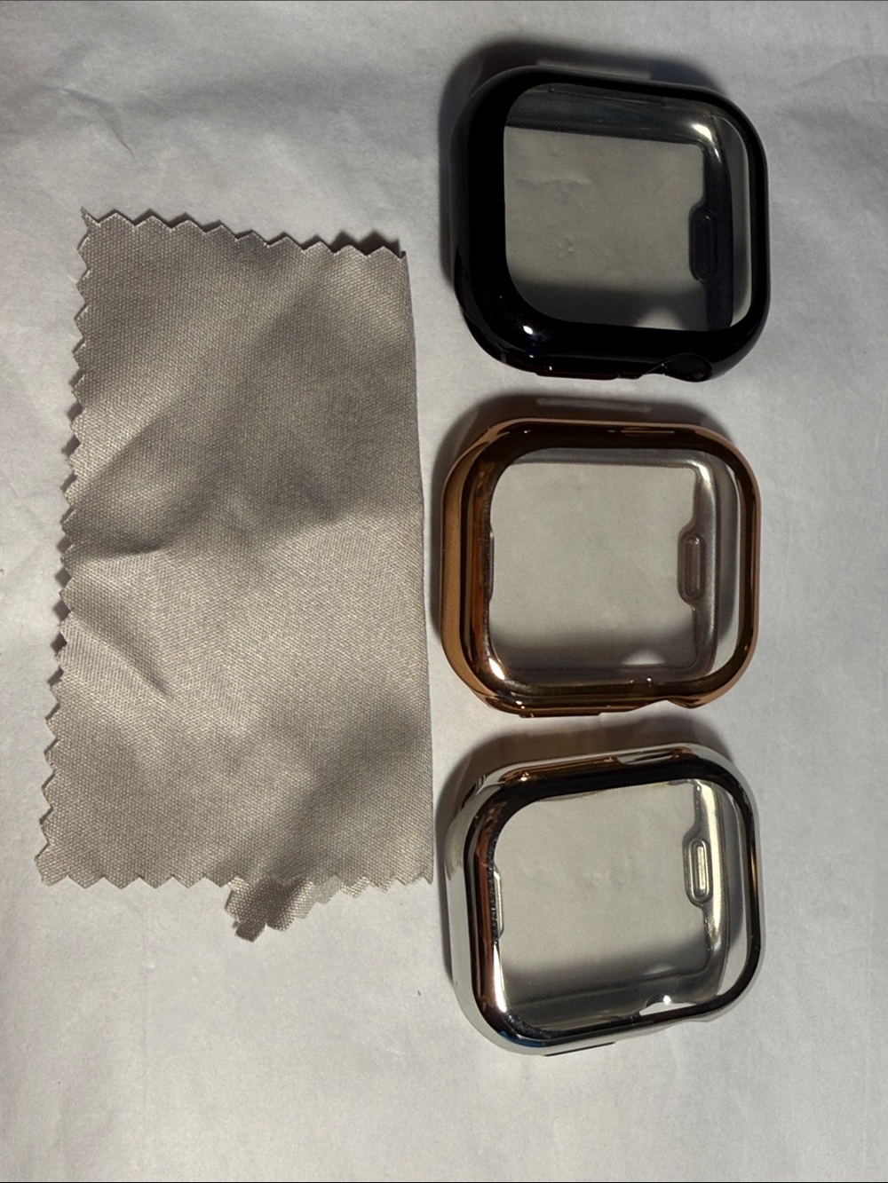 Protective 42mm Watch Case Covers with Cleaning Cloth- Black, Rose Gold, Silver